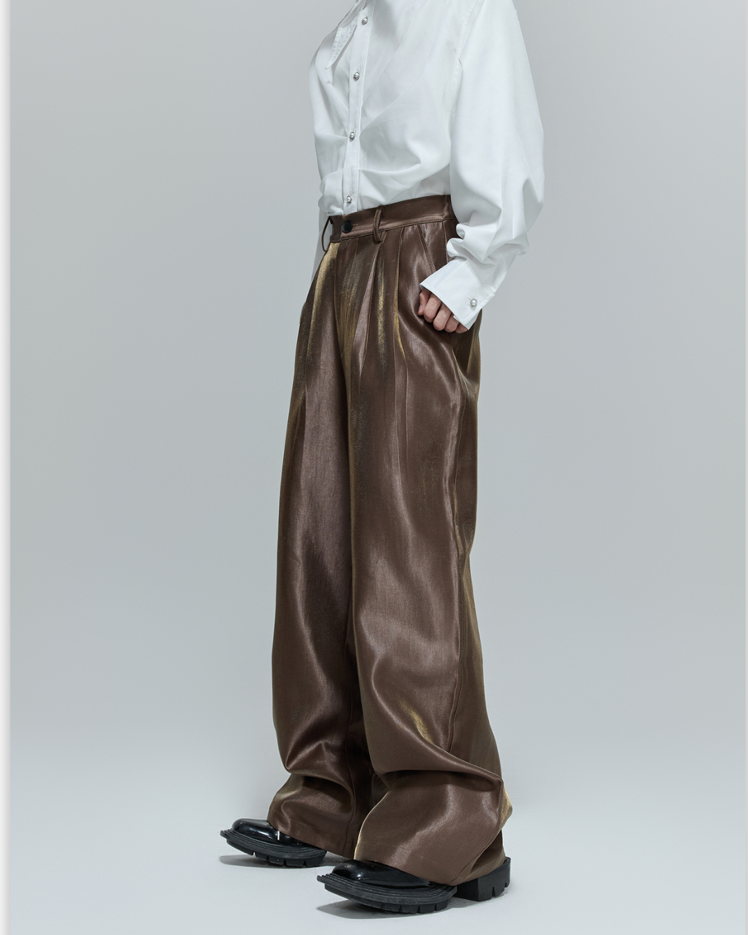 [ArguE CulturE]Luxe Sheen Wide Trousers na2268