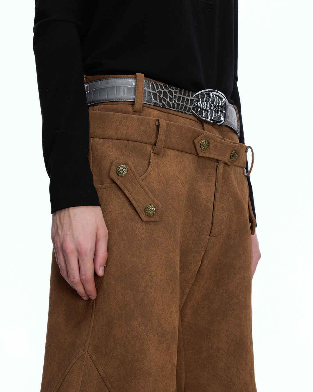 [ArguE CulturE] Brown Suede Buggy Pants na2286