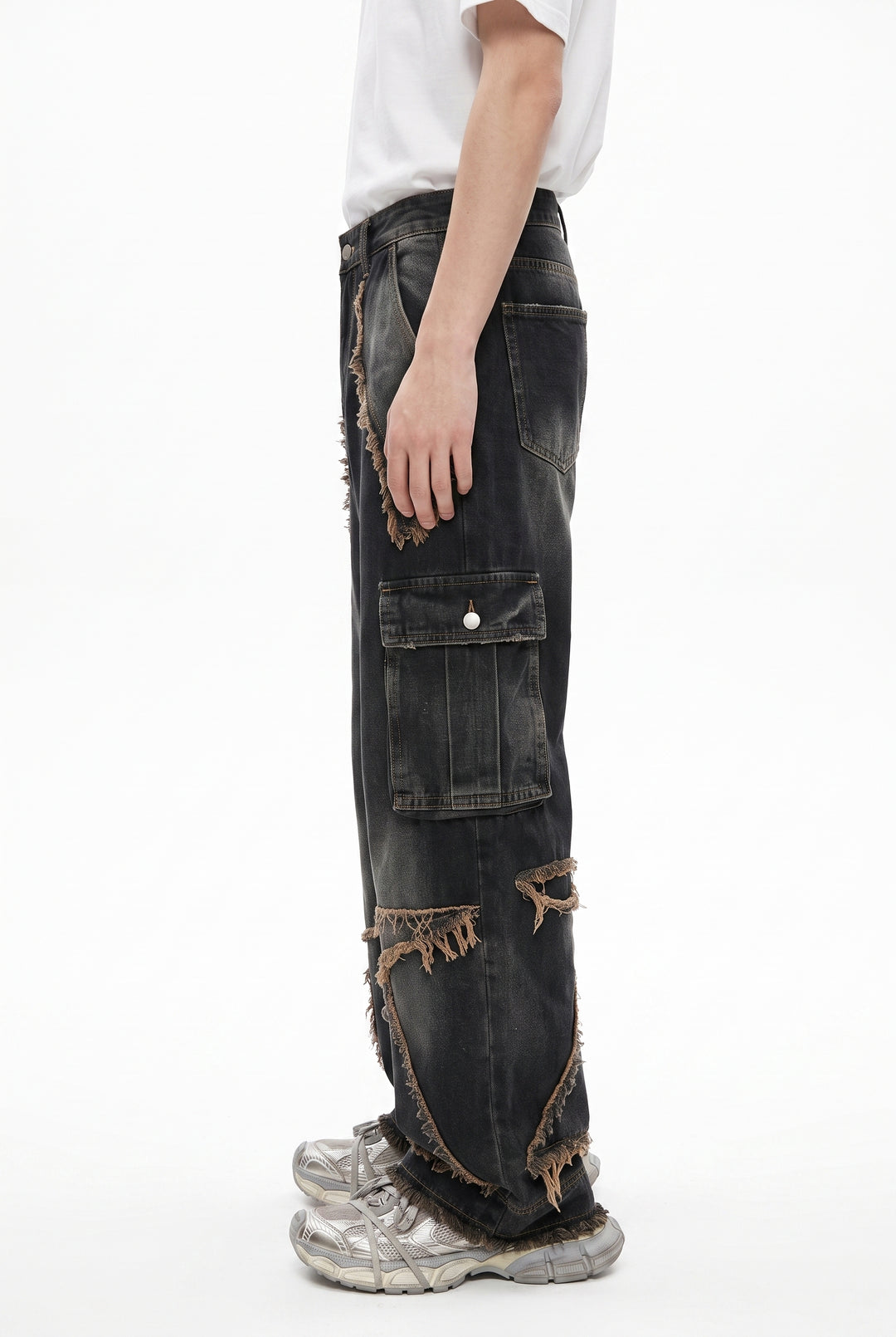 Fringed Cargo Jeans na2795