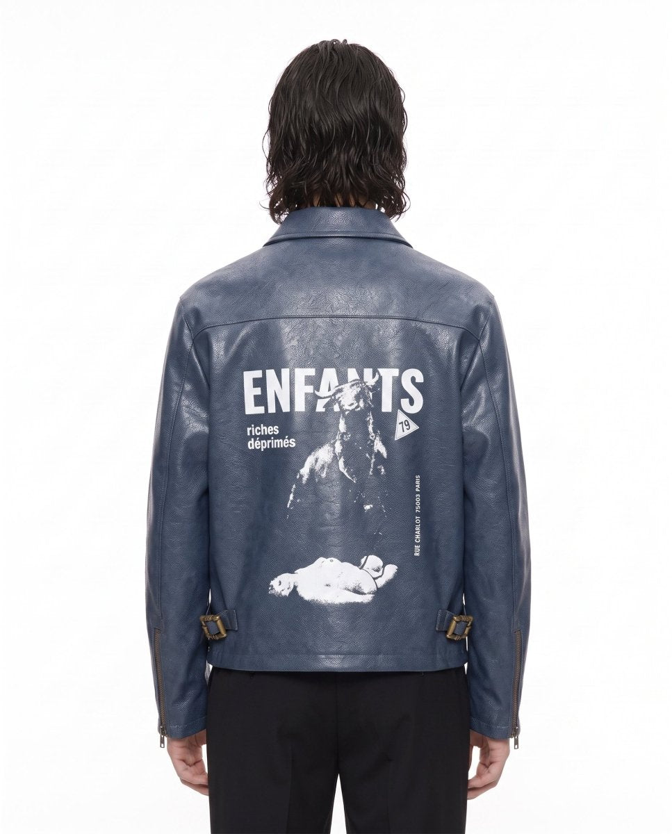 Blue Leather Jacket na2952