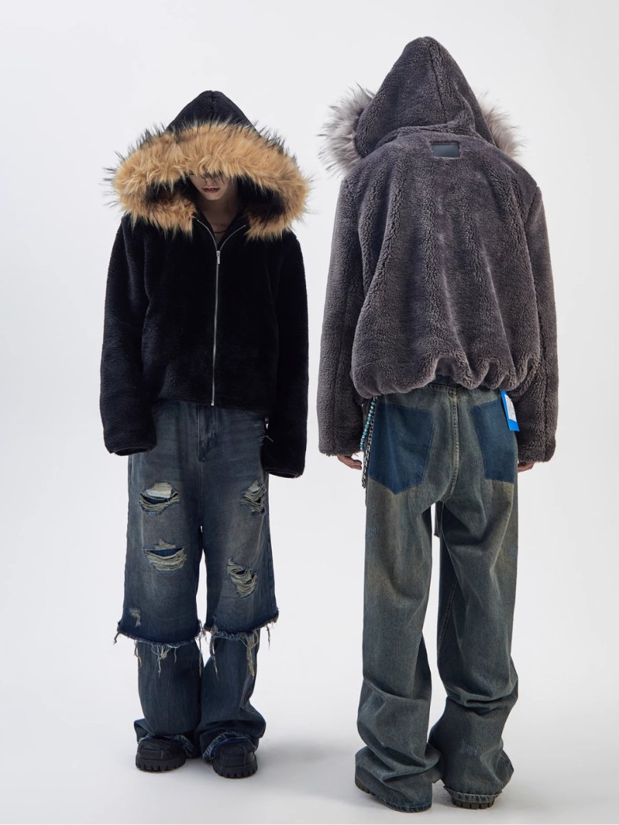 【ASHDARK】fur hooded cotton jacket na1741