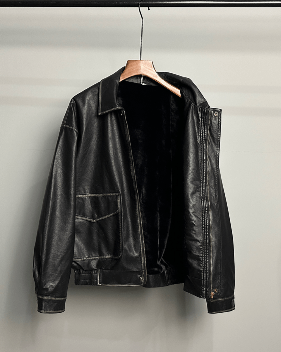 Noir Leather Utility Jacket na2263