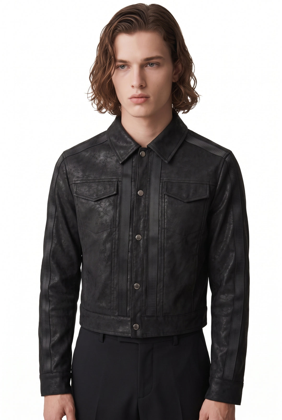 Cropped Leather Jacket na2787