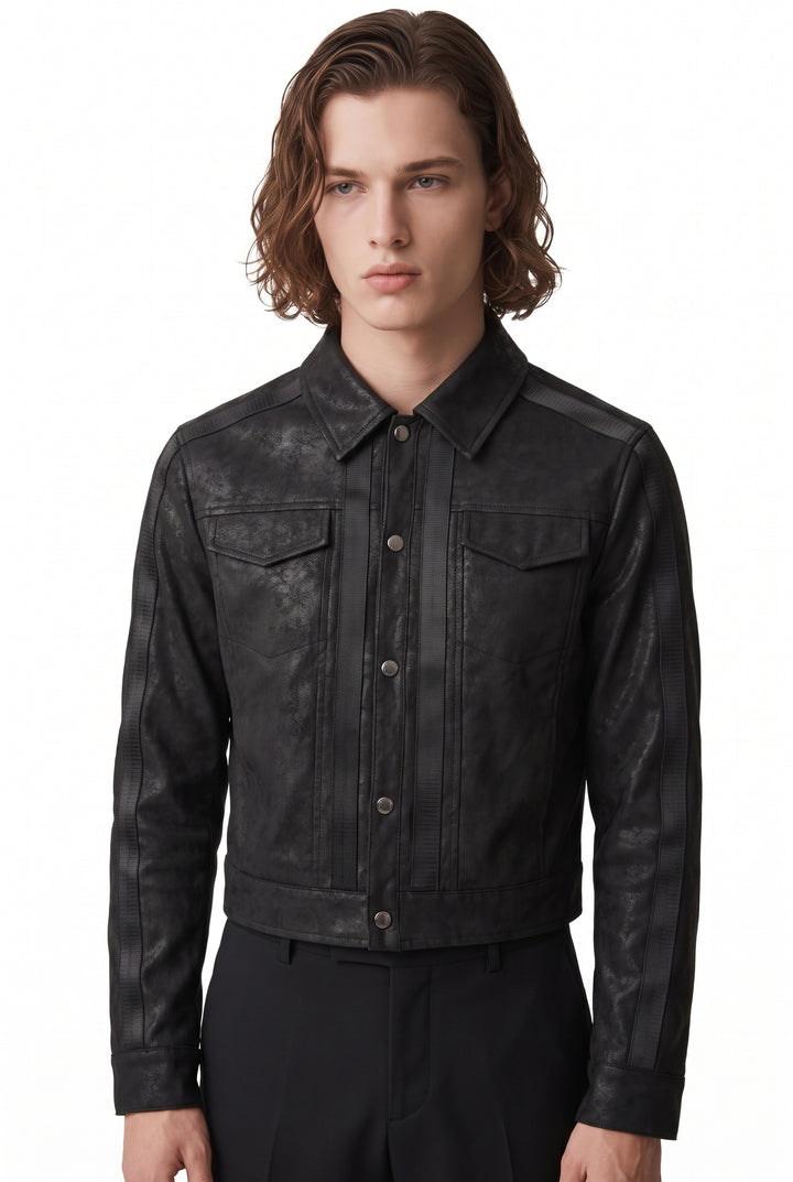 Cropped Leather Jacket na2787