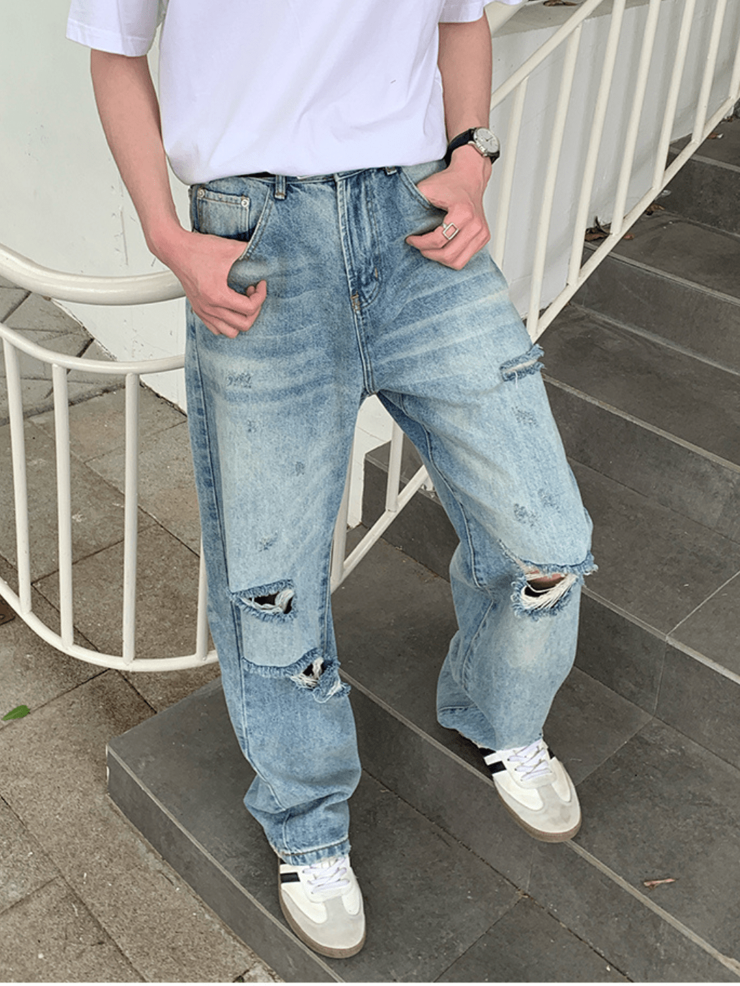 [ONELYC1NS] Distressed Ripped Denim na1091 