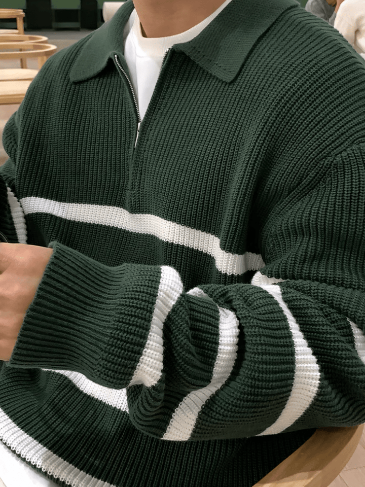 [MRCYC] Half-zipper striped sweater na1015
