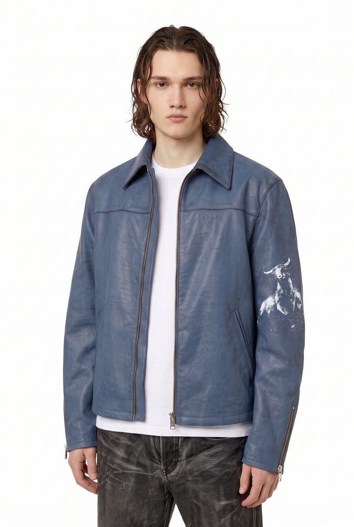 Graphic Leather Jacket na2833