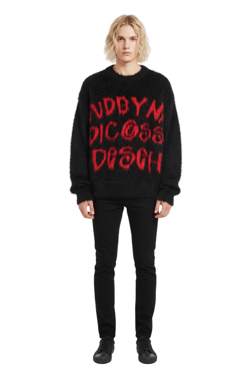 Fuzzy Statement Knit Pullover na2410