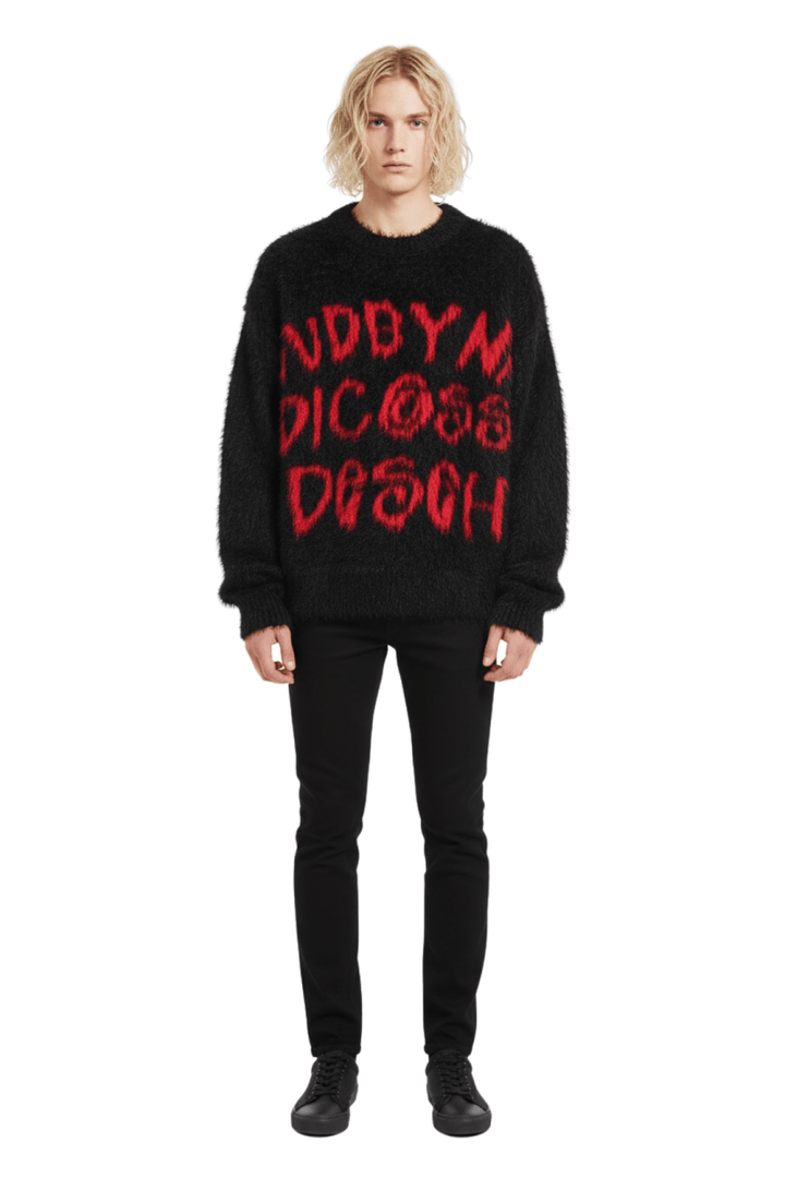 Fuzzy Statement Knit Pullover na2410