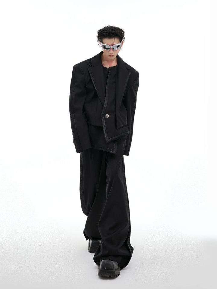 【CulturE】 Double Layered Irregular Jacket + Bottoms na1457