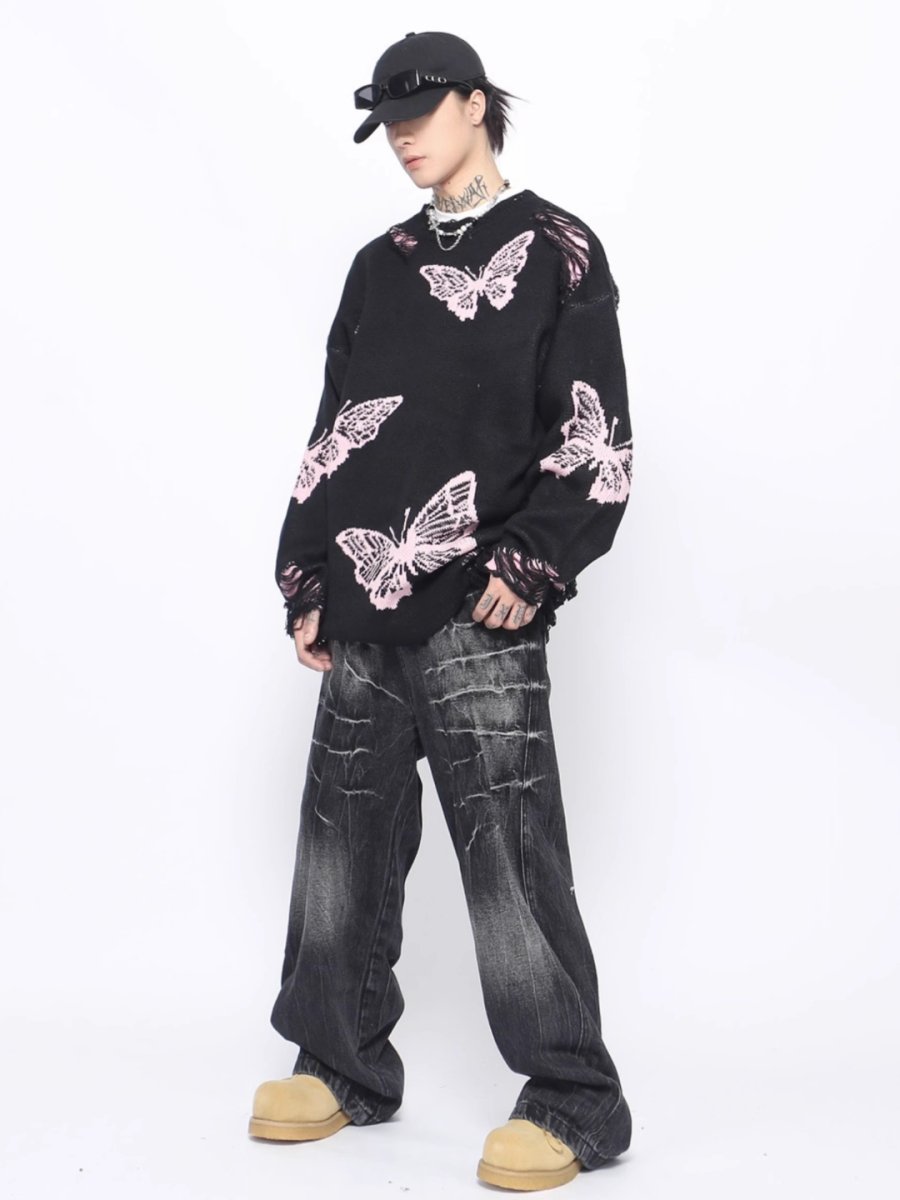 【Mz】broken holes design oversize knit  na1545