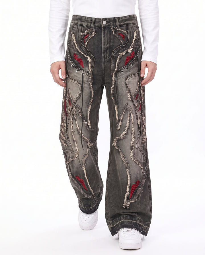 Distressed Flare Jeans na3148