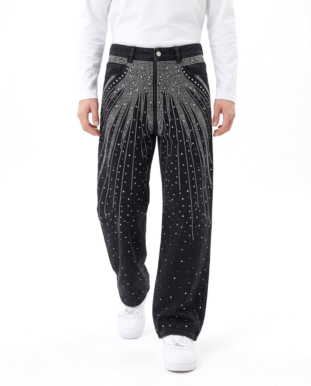 Rhinestone Denim Pants na3198