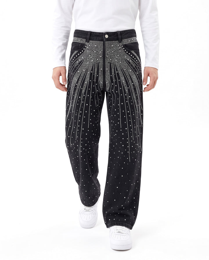 Rhinestone Denim Pants na3198