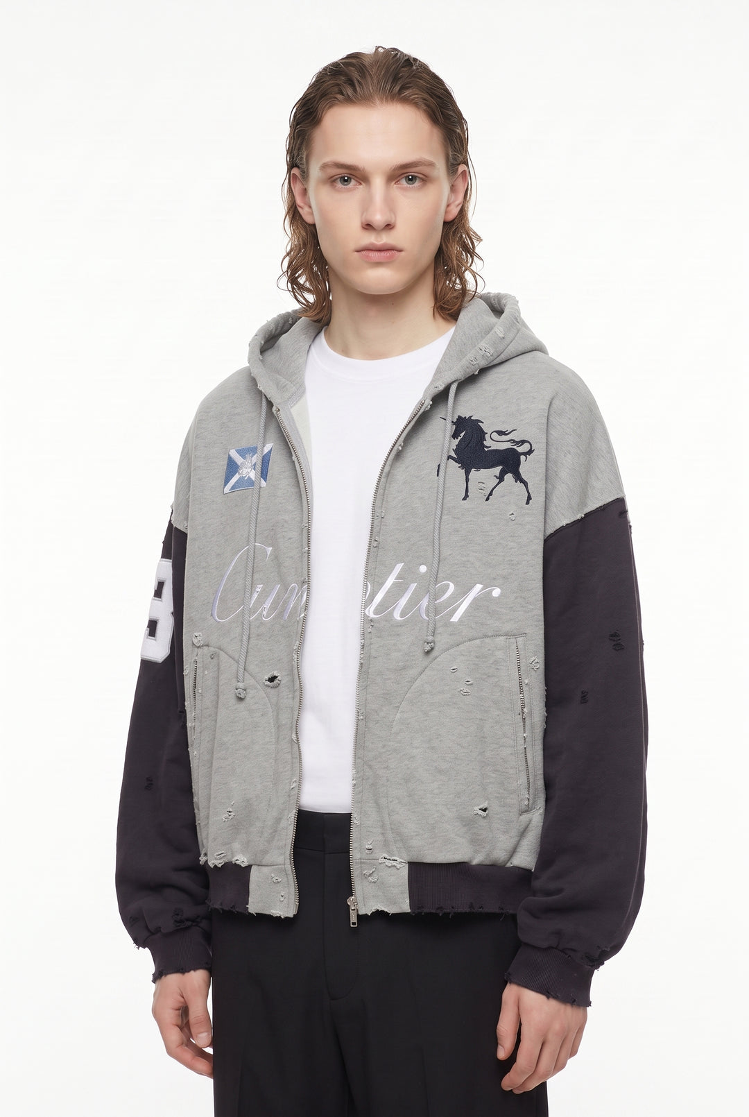 Distressed Zip Hoodie na2830