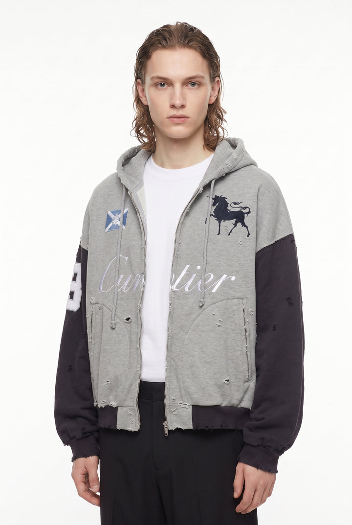 Distressed Zip Hoodie na2830
