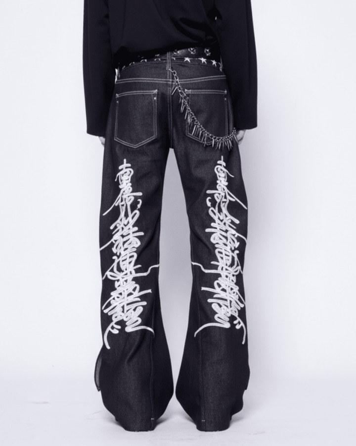Embroidered Flare Denim Pants na2331