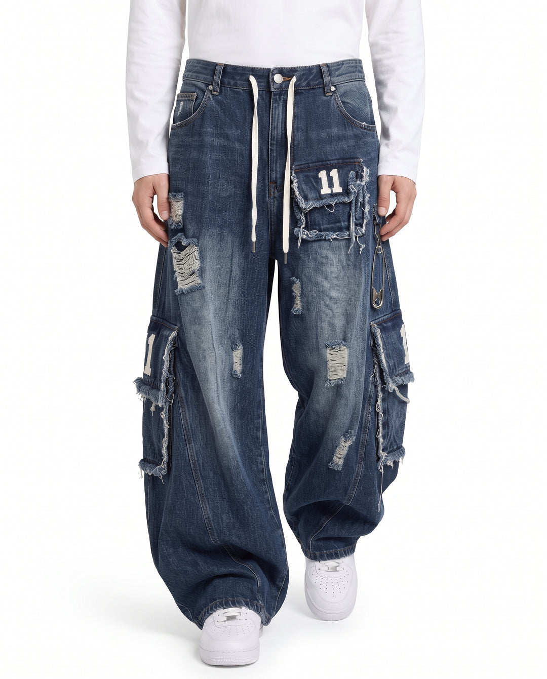 Distressed Cargo Jeans na3220