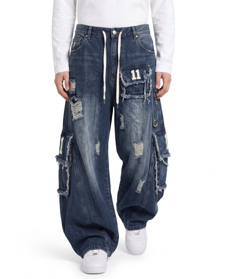 Distressed Cargo Jeans na3220