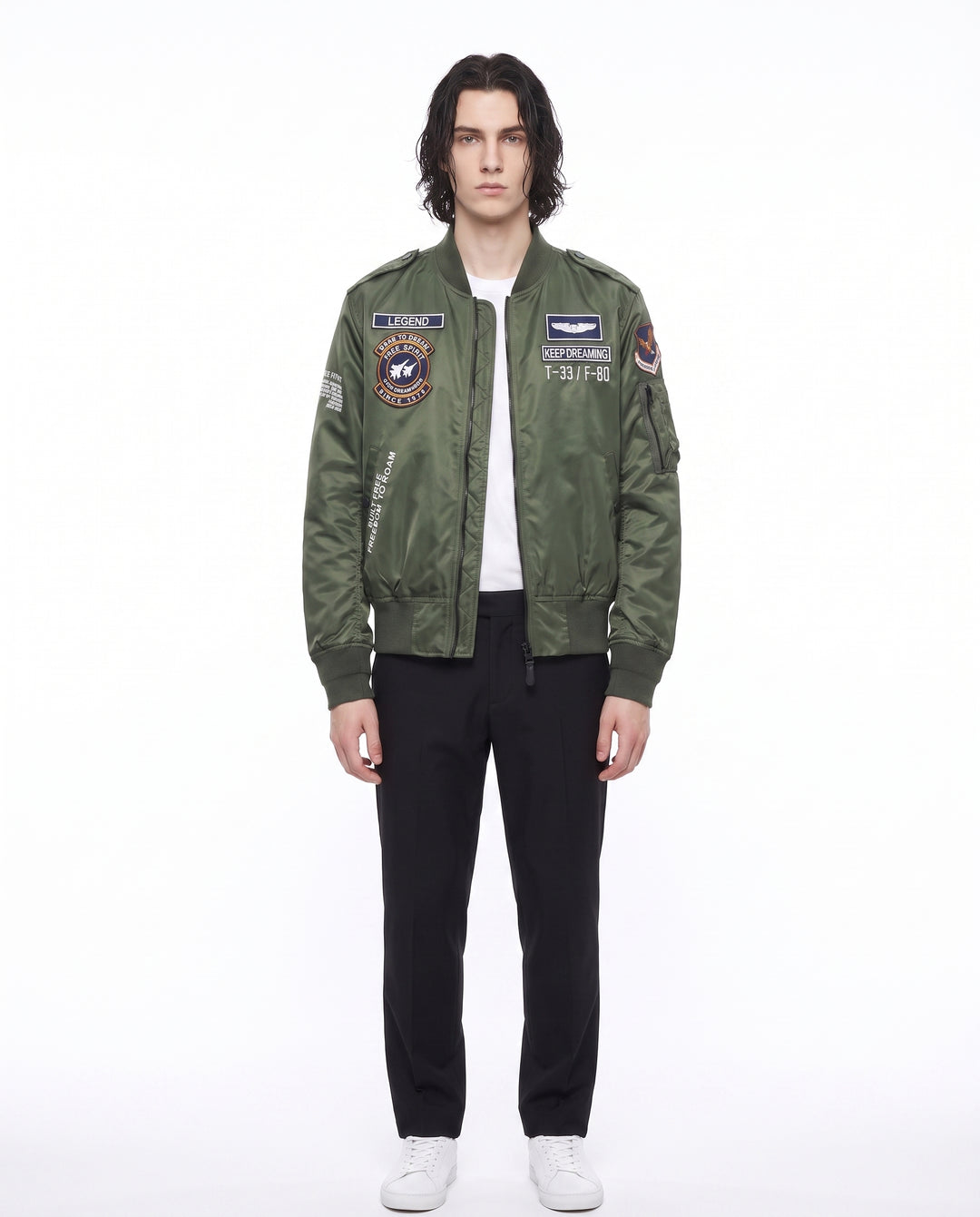Patched Bomber Jacket na2988