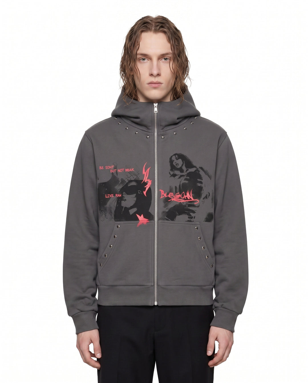 Studded Zip Hoodie na3021