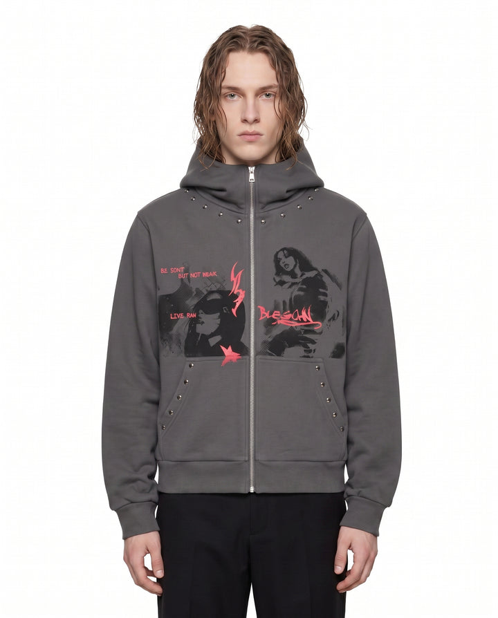 Studded Zip Hoodie na3021
