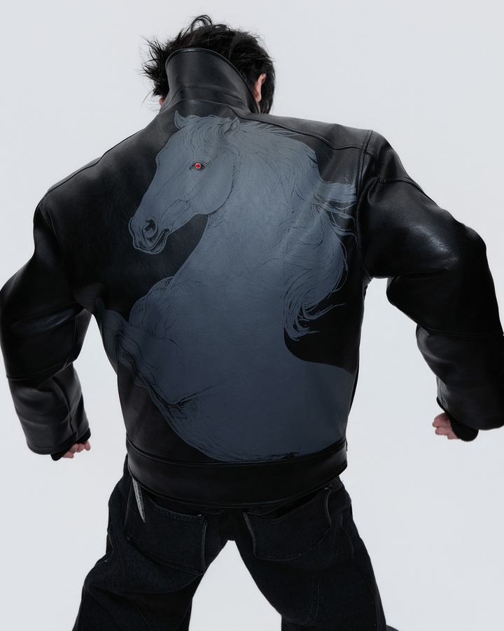 [ArguE CulturE] BLACK HORSE LEATHER JACKET na2287