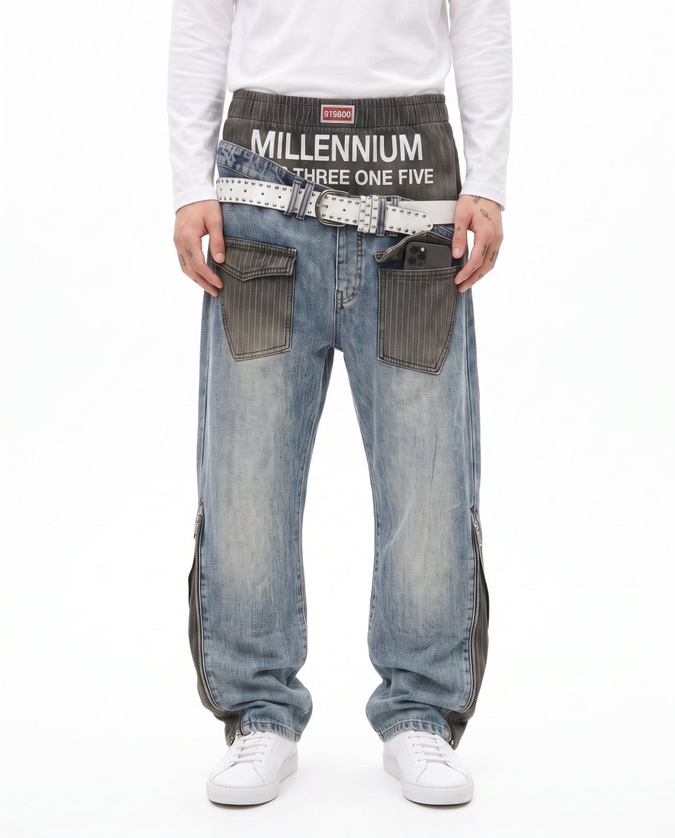 Layered Wide Jeans na3087