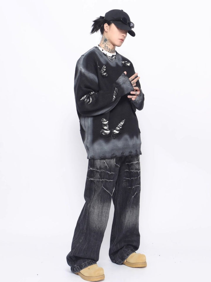 【Mz】Niche design hole knit  na1546