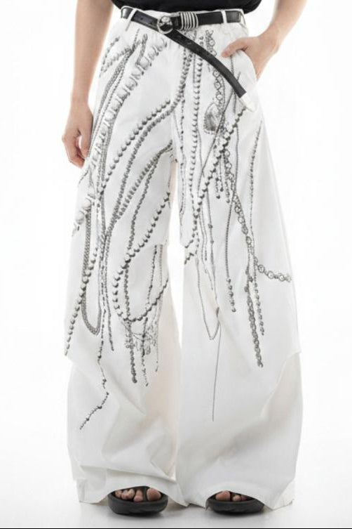 Wide-leg studs pants  na2611
