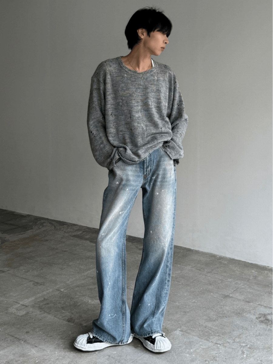 gray long knit si10002