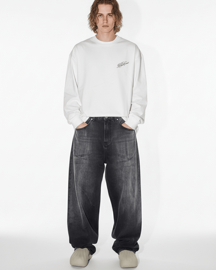 [Nanostudio] GRAY OUT WIDE JEANS na2224