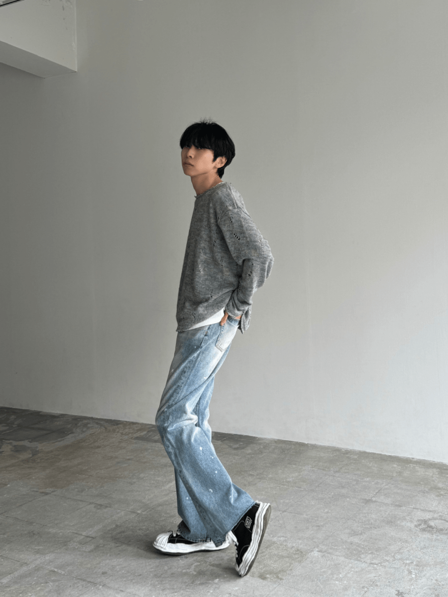 gray long knit si10002
