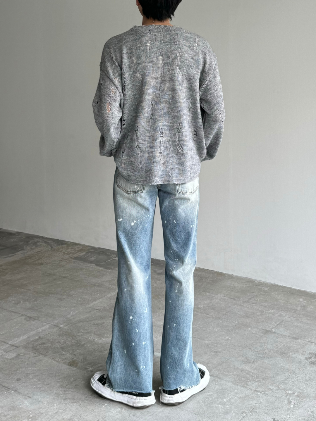 gray long knit si10002