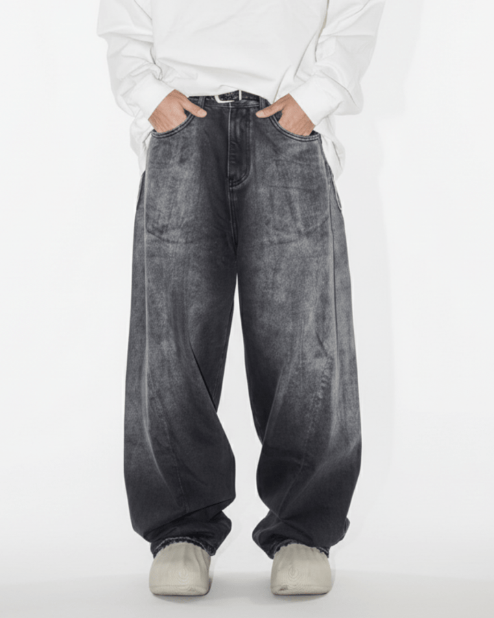 [Nanostudio] GRAY OUT WIDE JEANS na2224