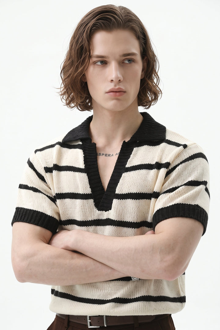 Striped Knit Polo  na2665