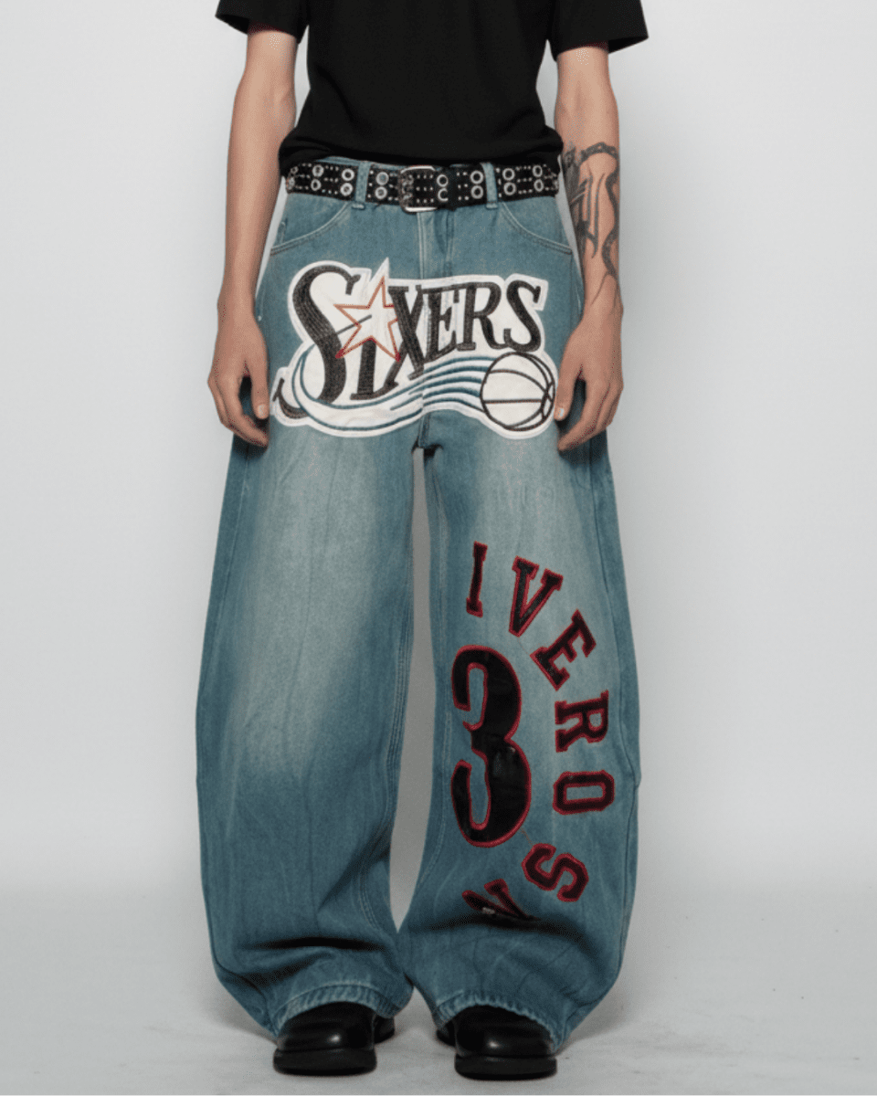SIXERS Graphic Super Baggy Denim Pants na2336