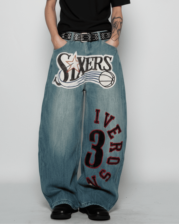 SIXERS Graphic Super Baggy Denim Pants na2336
