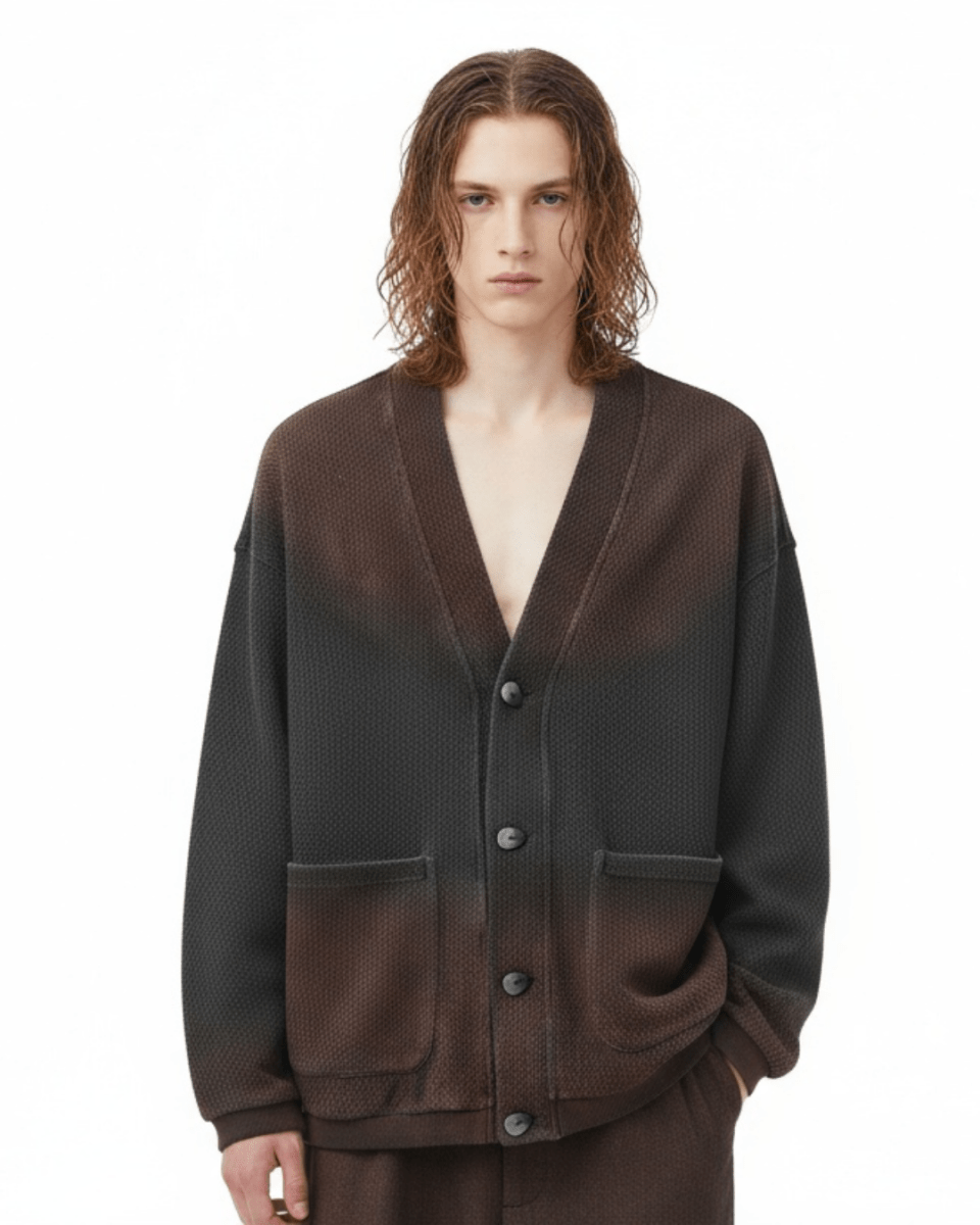 [Nanostudio] Gradient Waffle Knit Cardigan na2225