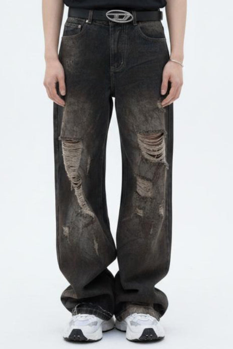 Distressed Wide Jeans  na2624