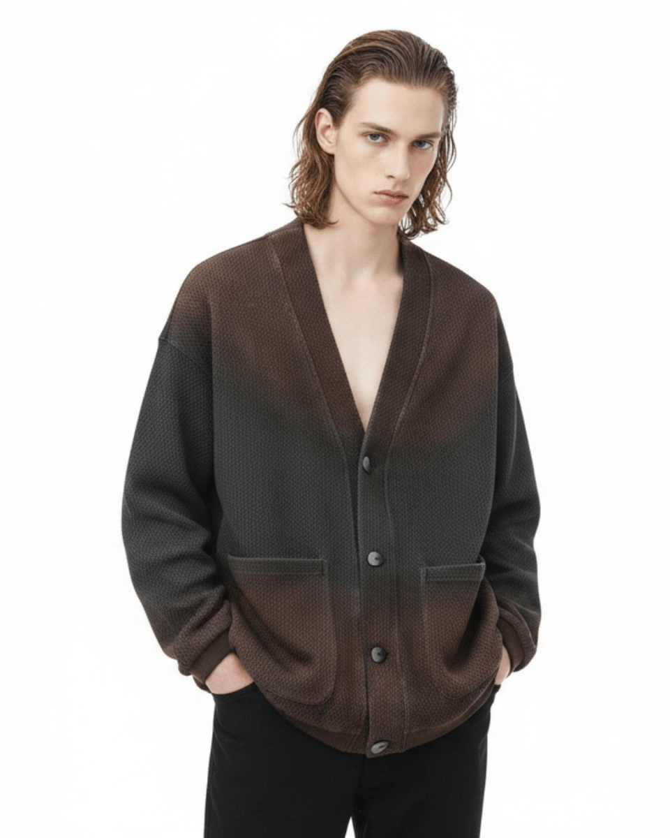 [Nanostudio] Gradient Waffle Knit Cardigan na2225