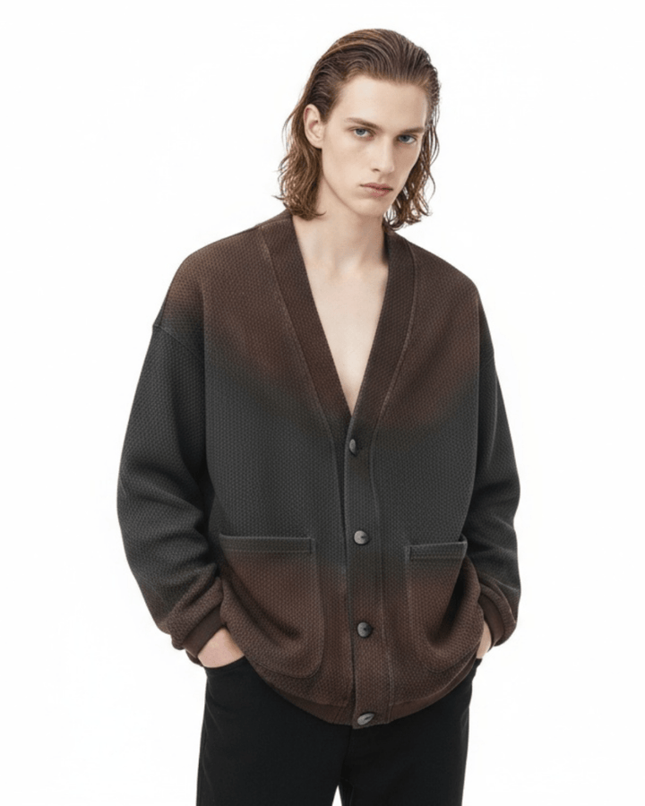 [Nanostudio] Gradient Waffle Knit Cardigan na2225