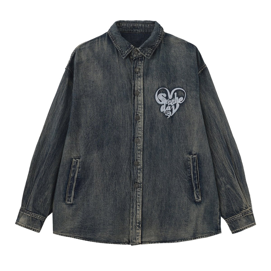 Nanostudio Heart Patch Over Denim Shirt (na2200)