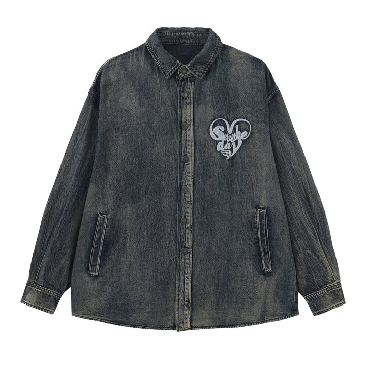 Nanostudio Heart Patch Over Denim Shirt (na2200)