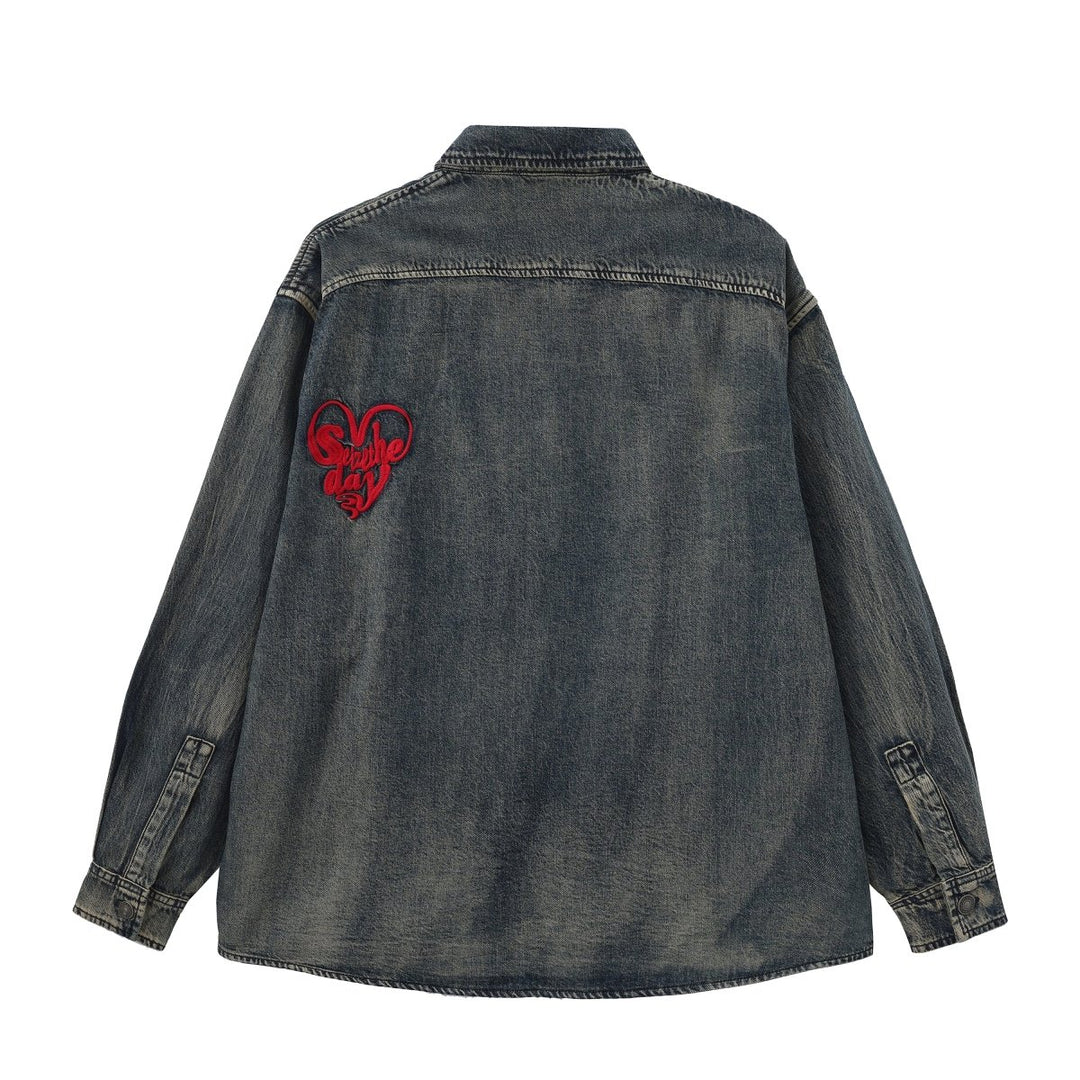 Nanostudio Heart Patch Over Denim Shirt (na2200)
