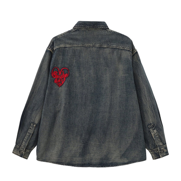 Nanostudio Heart Patch Over Denim Shirt (na2200)