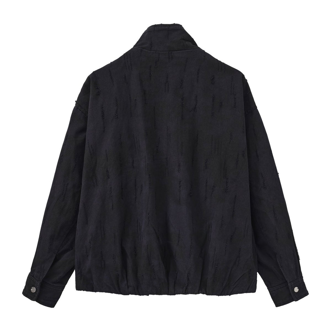 [Nanostudio]Black Oversized Nylon Zip Jacket na2226