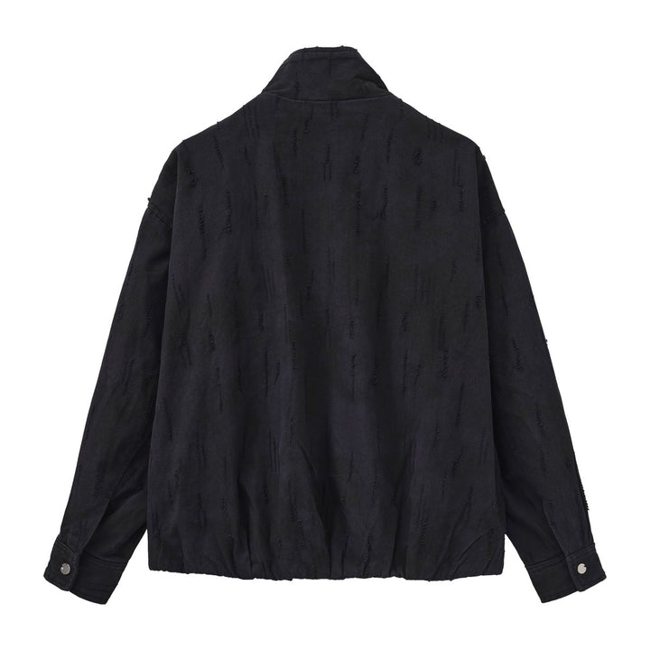[Nanostudio]Black Oversized Nylon Zip Jacket na2226