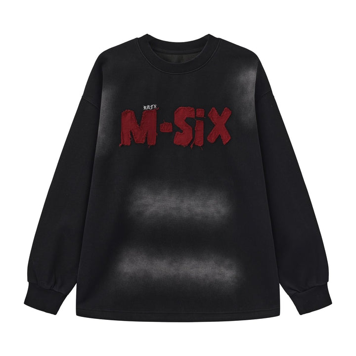 【Nanostudio】M-SIX 프린지 로고 크루넥 스웨트셔츠 na2205