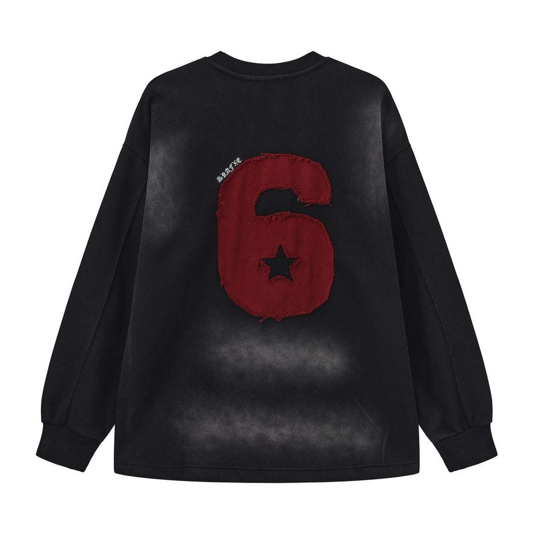 【Nanostudio】M-SIX 프린지 로고 크루넥 스웨트셔츠 na2205